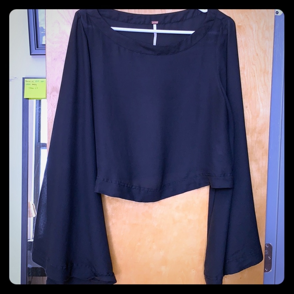Free People Long Sleeve Black Top